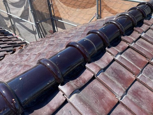 高砂市の高砂市で7寸紐丸瓦で積み替えた棟